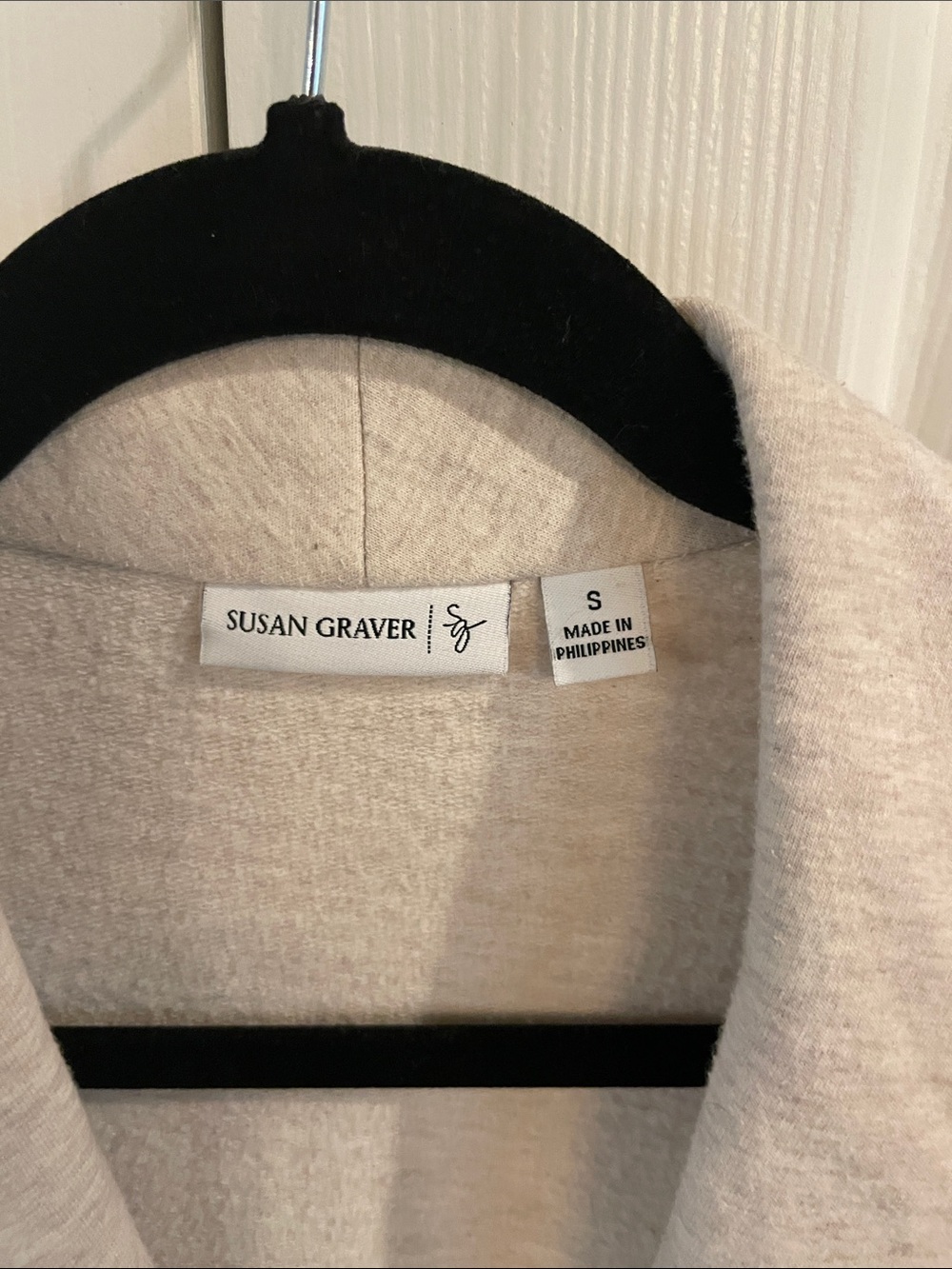 Susan Graver Soft Shawl-Collar Cardigan in Light Taupe - Picture 3 of 3